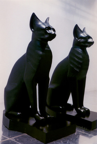 Egyptian cat statues, 6 feet tall